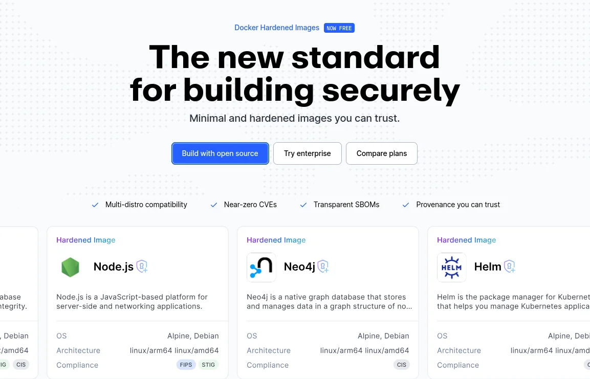Docker Hardened Images website screenshot